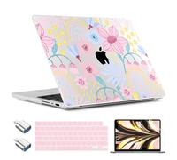 TWOLSKOO for M3 MacBook Pro 14 inch Case 2024 2023 2021 A2918 A2992 A2779 M2 A2442 M1 Pro Max Chip, Plastic Hard Shell & Keyboard Cover & Type C Adapter, & Screen Protector, Floral Spring