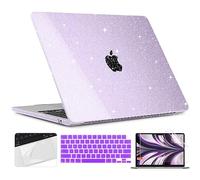 TWOLSKOO for M4 MacBook Air 13.6 inch Case 2025-2022 Release M4 A3240 M3 A3113 M2 A2681, Plastic Hard Shell & Trackpad Film & Keyboard Cover & Screen Film for MacBook Air 13.6", Star Purple