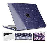 TWOLSKOO for M4 MacBook Air 13.6 inch Case 2025-2022 Release M4 A3240 M3 A3113 M2 A2681, Plastic Hard Shell & Trackpad Film & Keyboard Cover & Screen Film for MacBook Air 13.6", Star Space Blue
