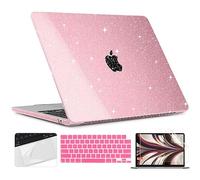 TWOLSKOO for M4 MacBook Air 13.6 inch Case 2025-2022 Release M4 A3240 M3 A3113 M2 A2681, Plastic Hard Shell & Trackpad Film & Keyboard Cover & Screen Film for MacBook Air 13.6", Star Pink