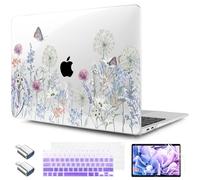 TWOLSKOO for MacBook Air 13.3 inch Case 2021 2020 2019 2018 Release M1 A2337 A2179 A1932 with Touch ID, Plastic Hard Shell Case & Keyboard Cover & Type C Adapter, Dandelions