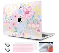 TWOLSKOO for MacBook Air 13.3 inch Case 2021 2020 2019 2018 Release M1 A2337 A2179 A1932 with Touch ID, Plastic Hard Shell Case & Keyboard Cover & Type C Adapter, Floral Spring