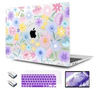 TWOLSKOO for MacBook Air 13.3 inch Case 2021 2020 2019 2018 Release M1 A2337 A2179 A1932 with Touch ID, Plastic Hard Shell Case & Keyboard Cover & Type C Adapter, Spring Blooms