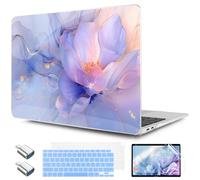 TWOLSKOO for MacBook Air 13.3 inch Case 2021 2020 2019 2018 Release M1 A2337 A2179 A1932 with Touch ID, Plastic Hard Shell Case & Keyboard Cover & Type C Adapter, Blue Marble