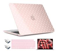 TWOLSKOO for MacBook Air 13.6 Inch Case 2025/2024/2022, M4 M3 M2 Chip, Models A3240 A3113 A2681, Plastic Hard Shell & Keyboard Cover & Type C Adapter & Screen Protector, Pink Polka Dots
