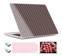 TWOLSKOO for MacBook Air 13.6 Inch Case 2025/2024/2022, M4 M3 M2 Chip, Models A3240 A3113 A2681, Plastic Hard Shell & Keyboard Cover & Type C Adapter & Screen Protector, Chocolate Polka Dot