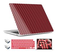 TWOLSKOO for MacBook Air 15 inch Case 2025 2024 2023 Release M4 A3241 M3 A3114 M2 A2941, Plastic Hard Shell & Screen Protector & Keyboard Cover & Type C Adapter, Red Polka Dots