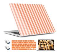 TWOLSKOO for MacBook Air 15 inch Case 2025 2024 2023 Release M4 A3241 M3 A3114 M2 A2941, Plastic Hard Shell & Screen Protector & Keyboard Cover & Type C Adapter, Orange Stripes