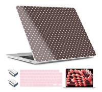 TWOLSKOO for MacBook Air 15 inch Case 2025 2024 2023 Release M4 A3241 M3 A3114 M2 A2941, Plastic Hard Shell & Screen Protector & Keyboard Cover & Type C Adapter, Chocolate Polka Dot