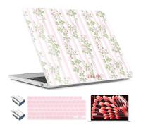 TWOLSKOO for MacBook Air 15 inch Case 2025 2024 2023 Release M4 A3241 M3 A3114 M2 A2941, Plastic Hard Shell & Screen Protector & Keyboard Cover & Type C Adapter, Roses & Stripes