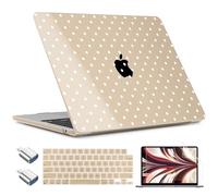 TWOLSKOO for MacBook Air 15 inch Case 2026 2025 2024 2023 Release M5 A3448 M4 A3241 M3 A3114 M2 A2941, Plastic Hard Shell & Screen Protector & Keyboard Cover & Type C Adapter, Peach Polka Dots