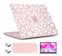 TWOLSKOO for MacBook Neo 13 inch Case 2026 A3404 A18 Pro Chip, Plastic Hard Shell Pattern Case with Type C Adapter, 2 Webcam Covers, Keyboard Cover & Screen Protector, Blush Leopard