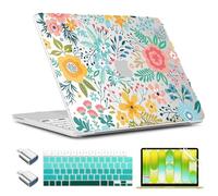 TWOLSKOO for MacBook Neo 13 inch Case 2026 A3404 A18 Pro Chip, Plastic Hard Shell Pattern Case with Type C Adapter, 2 Webcam Covers, Keyboard Cover & Screen Protector, Abstract Flower