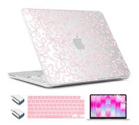 TWOLSKOO for MacBook Neo 13 inch Case 2026 A3404 A18 Pro Chip, Plastic Hard Shell Pattern Case with Type C Adapter, 2 Webcam Covers, Keyboard Cover & Screen Protector, Pink Bows