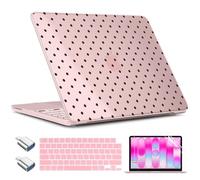 TWOLSKOO for MacBook Neo 13 inch Case 2026 A3404 A18 Pro Chip, Plastic Hard Shell Pattern Case with Type C Adapter, 2 Webcam Covers, Keyboard Cover & Screen Protector, Pink Polka Dots