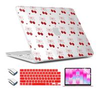 TWOLSKOO for MacBook Neo 13 inch Case 2026 A3404 A18 Pro Chip, Plastic Hard Shell Pattern Case with Type C Adapter, 2 Webcam Covers, Keyboard Cover & Screen Protector, Cherry Bows