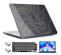TWOLSKOO for MacBook Neo 13 inch Case 2026 A3404 A18 Pro Chip, Plastic Hard Shell Pattern Case with Type C Adapter, 2 Webcam Covers, Keyboard Cover & Screen Protector, Maps
