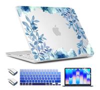 TWOLSKOO for MacBook Neo 13 inch Case 2026 A3404 A18 Pro Chip, Plastic Hard Shell Pattern Case with Type C Adapter, 2 Webcam Covers, Keyboard Cover & Screen Protector, Blue Floral