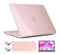 TWOLSKOO for MacBook Neo 13 inch Case 2026 A3404 A18 Pro Chip, Plastic Hard Shell Pattern Case with Type C Adapter, 2 Webcam Covers, Keyboard Cover & Screen Protector, Blush Polka Dot