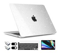 TWOLSKOO for MacBook Pro 13 inch Case 2023-2016 A2338 M2 M1 A2251 A2289 A2159 A1989 A1708 A1706, Glitter Sparkly Plastic Hard Shell with Keyboard Cover & Type C Adapter 2 Pack & Camera Cover, Clear
