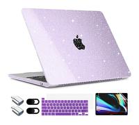 TWOLSKOO for MacBook Pro 13 inch Case 2023-2016 A2338 M2 M1 A2251 A2289 A2159 A1989 A1708 A1706, Glitter Sparkly Plastic Hard Shell with Keyboard Cover & Type C Adapter 2 Pack & Camera Cover, Purple