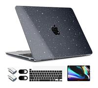 TWOLSKOO for MacBook Pro 13 inch Case 2023-2016 A2338 M2 M1 A2251 A2289 A2159 A1989 A1708 A1706, Glitter Sparkly Plastic Hard Shell with Keyboard Cover & Type C Adapter 2 Pack & Camera Cover, Black