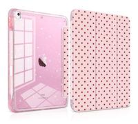 TWOLSKOO Glitter Case for iPad 10.2 Inch (9th/8th/7th Gen 2021/2020/2019), Acrylic Clear Back with Soft TPU Bumper, Trifold Stand Cover with Pencil Holder, Auto Sleep/Wake, Blue Gingham Bows