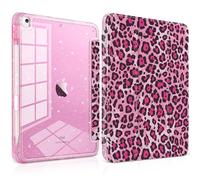 TWOLSKOO Glitter Case for iPad 10.2 Inch (9th/8th/7th Gen 2021/2020/2019), Acrylic Clear Back with Soft TPU Bumper, Trifold Stand Cover with Pencil Holder, Auto Sleep/Wake, Purple Stripes