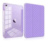 TWOLSKOO Glitter Case for iPad 10.2 Inch (9th/8th/7th Gen 2021/2020/2019), Acrylic Clear Back with Soft TPU Bumper, Trifold Stand Cover with Pencil Holder, Auto Sleep/Wake, Wavy Stripes & Bows