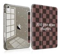 TWOLSKOO Glitter Case for iPad Air 11 inch M3 2025 / M2 2024 & iPad Air 5th/4th Gen 10.9 inch, Hard Acrylic Back with Pencil Holder, Slim Trifold Stand Folio Cover, Auto Sleep/Wake, Brown Checkerboard