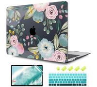 TWOLSKOO Plastic Hard Case with Keyboard Cover and Screen Protector Compatible with MacBook Air 13 inch A2337 M1 A2179 A1932 Release 2021 2020 2019 2018, Seamless Floral