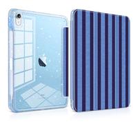 TWOLSKOO Sparkly Case for iPad 11th Gen 11" 2025 (A16) & iPad 10th Gen 10.9" 2022, Glitter Hard Acrylic Back with Pencil Holder, Slim Trifold Stand Folio Cover, Auto Sleep/Wake, Blue Stripes
