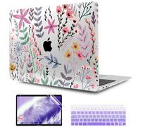 TWOLSKOO Transparent Tiny Flower Hard Shell Case and Silicone Keyboard Cover with Screen Protector for MacBook Air 13 inch 2021 2020 2019 2018 Release Model A2337 M1/A2179/A1932