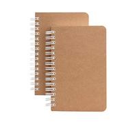 TWONE Kraft Cover Lay Flat Spiral Notebooks - Two Pack - 3.5" x 5.5" - 180 Blank Pages - 90 Sheets - Easy to Carry