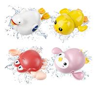 twoonto Baby Bath Toys, Wind Up Bath Toys 4 Pcs for Kids Bathtub Toys Bathroom Float Toy for Toddler Boys Girls 0 1 2 3 4 Years Old