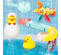 twoonto Bath Toys, Bathroom Toy Suction Cup Bathtub toy with Track Game Toys, Water Spray Bathtub Toy, Spinning Duck Windmill Water Toy DIY Educational Bath Toy for Boys Girls 3 4 5 6 Year Old