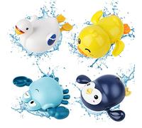 twoonto Bath Toys, Wind Up Bath Toys 4 Pcs for Baby Kids Bathtub Toys Bathroom Float Toy for Toddler Boys Girls 0 1 2 3 4 Years Old