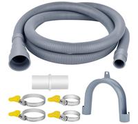 twoonto Drain Hose Extension for Washing Machines, 2.5M Universal Washing Machine Hose, Drain Hose Dishwasher Extension Set Including Hose Connector Hose Clamps U Bracket