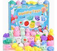 twoonto Mini Squishy Pack Age 3+, Soft Mochi Squishy Toys 36 Pack Moji Fidget Toys, Mini Kawaii Animal Squishies Party Bags Filler Mini Stress Relief Toys for Kids Adults Christmas Birthday Gift