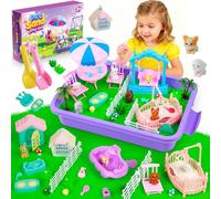 twoonto Pet Sensory Bin, Dog Sandbox Toys Kit with 1.1lbs Sand, Pet Care Sand Set, Sensory Play for Kids Age 3 4 5 6 7, Role Pretend Play Beach Toy for Xmas Birthday Gifts