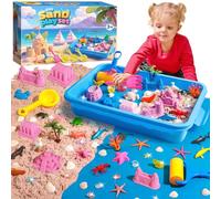 twoonto Play Sand Art Kit, Ocean Sensory Bin with 3.3lbs Color Sand, Sandbox Sensory Toys, Sea Animal Molds Castle Molds for Girls Boys 3 4 5 6 7 8 9, Sandbox Toys for Kids Birthday Xmas Gifts