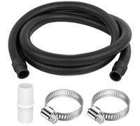 twoonto Universal Washing Machine Hose Extension, 1.5M Black, Set Including Connector and Clamps