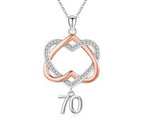 Twoowl 70th Necklace 925 Sterling Silver 70 Birthday Pendant Anniversary Number Gifts for Women Grandma Sister