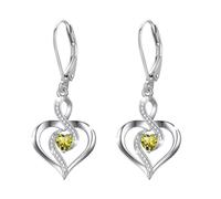Twoowl Birthstone Leverback Earrings 925 Sterling Silver Infinity Heart Dangle Drop Earrings August Birthstone Jewellery Birthday Gifts for Women Girls Mom