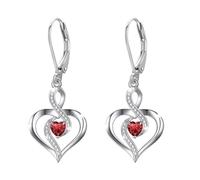 Twoowl Birthstone Leverback Earrings 925 Sterling Silver Infinity Heart Dangle Drop Earrings Birthstone Jewellery Birthday Gifts for Women Girls Mom