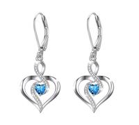 Twoowl Birthstone Leverback Earrings 925 Sterling Silver Infinity Heart Dangle Drop Earrings December Birthstone Jewellery Birthday Gifts for Women Girls Mom