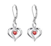 Twoowl Birthstone Leverback Earrings 925 Sterling Silver Infinity Heart Dangle Drop Earrings July Birthstone Jewellery Birthday Gifts for Women Girls Mom