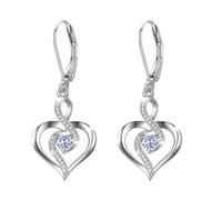 Twoowl Birthstone Leverback Earrings 925 Sterling Silver Infinity Heart Dangle Drop Earrings June Birthstone Jewellery Birthday Gifts for Women Girls Mom