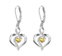Twoowl Birthstone Leverback Earrings 925 Sterling Silver Infinity Heart Dangle Drop Earrings November Birthstone Jewellery Birthday Gifts for Women Girls Mom
