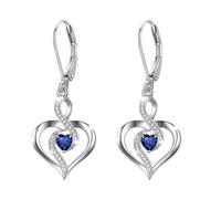 Twoowl Birthstone Leverback Earrings 925 Sterling Silver Infinity Heart Dangle Drop Earrings September Birthstone Jewellery Birthday Gifts for Women Girls Mom